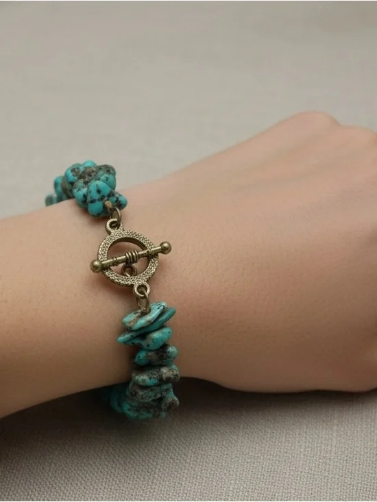Authentic Turquoise Chip Bracelet with  Toggle Clasp