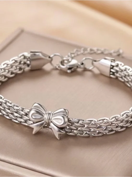 Silver Bow Multi-Chain Bracelet - Women Jewelry