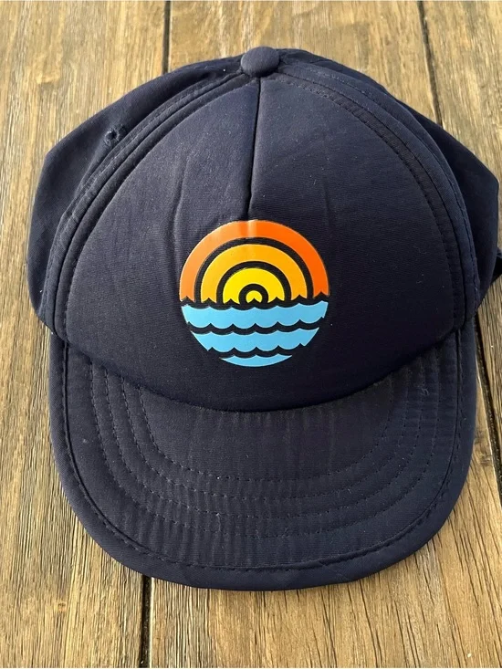 Bitty Brah Sunset Sessions Pacific Ocean Navy Kids Sun Hat 1-24mo