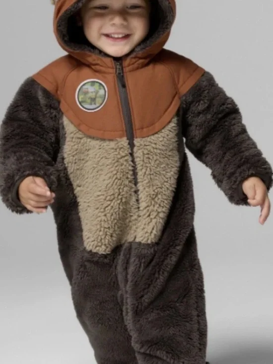 Columbia Star Wars  Ewok Kids Plush Hooded One-Piece in Brown and Tan