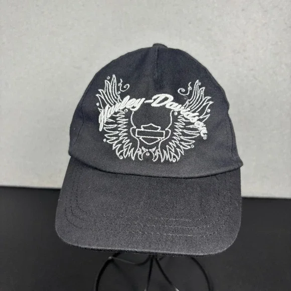 Harley Davidson Toddler Black Strap Back Hat Baseball Cap Size 2T-4T Motorcylce