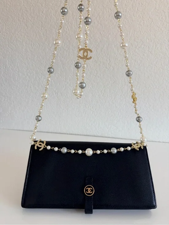 Chanel black leather wallet