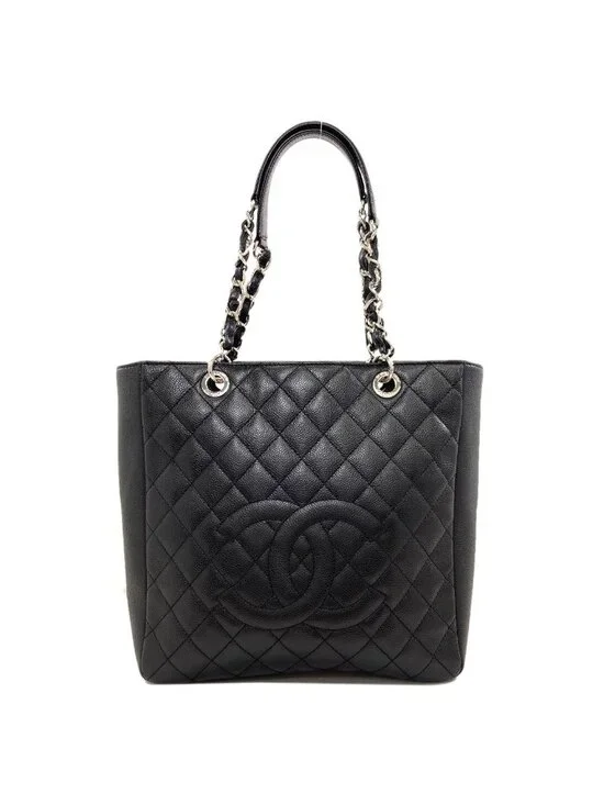 Chanel Quilted CC Logo Chain 2-Way Tote Bag Grained Calfskin