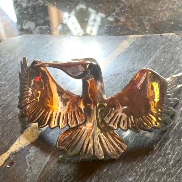 Large Sterling Silver Bird pin Brooch  vintage and RARE