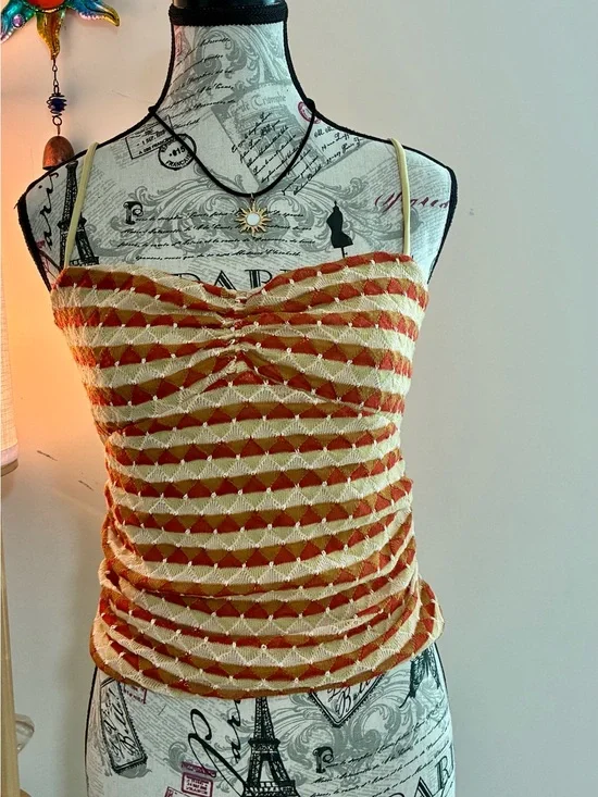 Free People New Love  Strawberry 🍓 Combo Ruched Cami