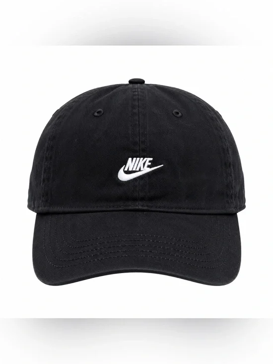 Nike Youth Black Swoosh Logo Adjustable Baseball Cap Hat Size 4-7 Cotton