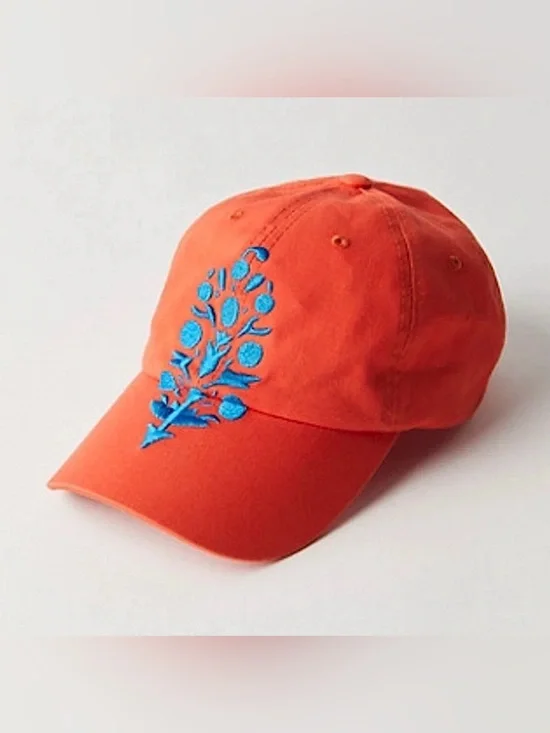 Free People NWT baseball cap hat rasperry orange