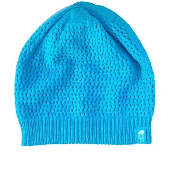The‎ North Face Reversible Pointelle Knit Beanie Youth M Blue White