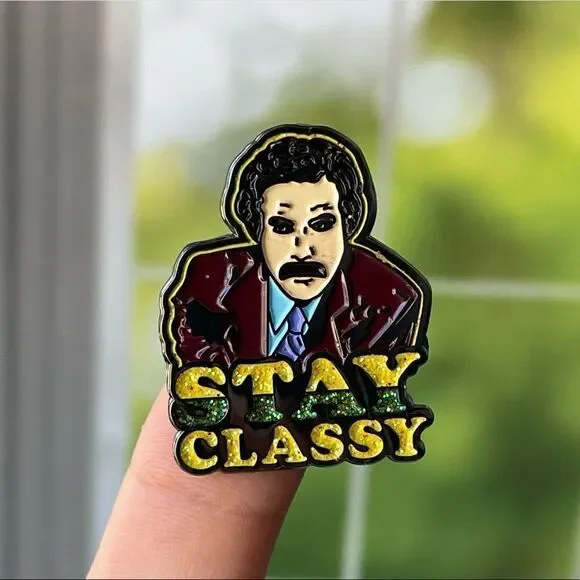 Stay Classy Ron Burgundy Enamel Pin/ Brooch Lapel