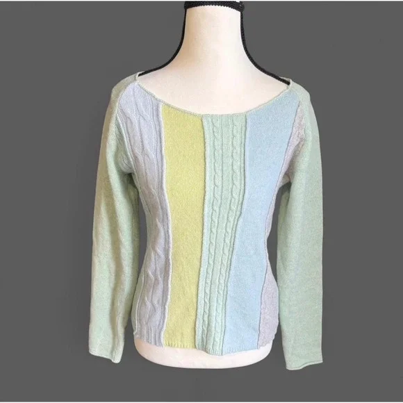 Free People Wool Blend Striped Cable Knit Sweater‎
