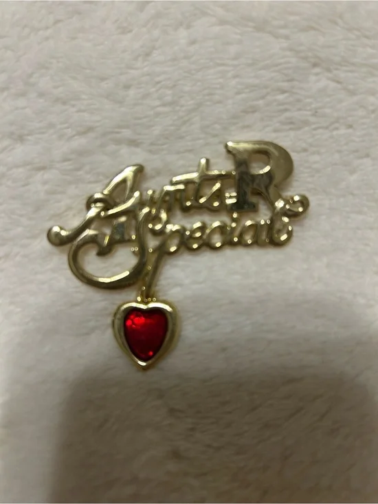 Gold-Tone 'Aintcha Special' Script Brooch with Red Heart Charm