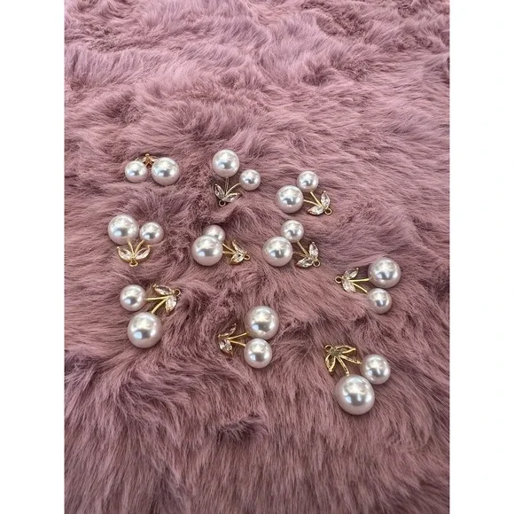 10 Pcs Cherry Charms Alloy‎ Rhinestone Cherry Pendant Cute Fruit Charm