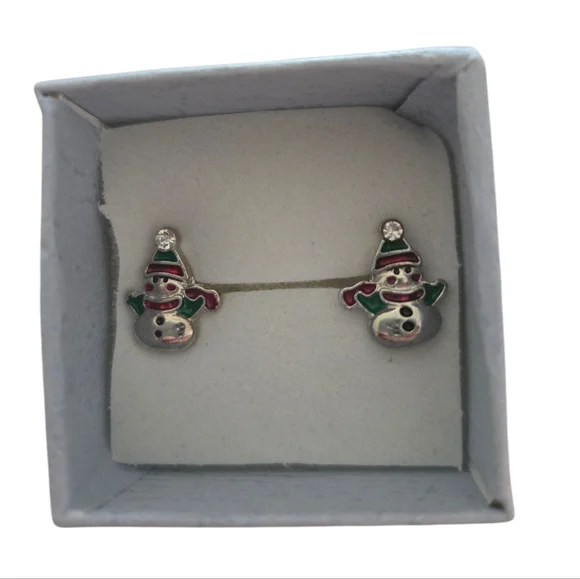 Silver‎ Snowman Earrings