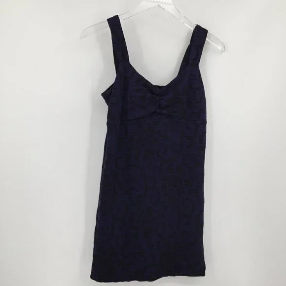 Free People purple black knit body con mini dress tank shift sleeveless Medium
