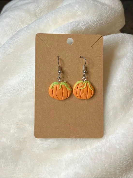 Handmade Orange Pumpkin Earrings  - Cute Fall Accessory