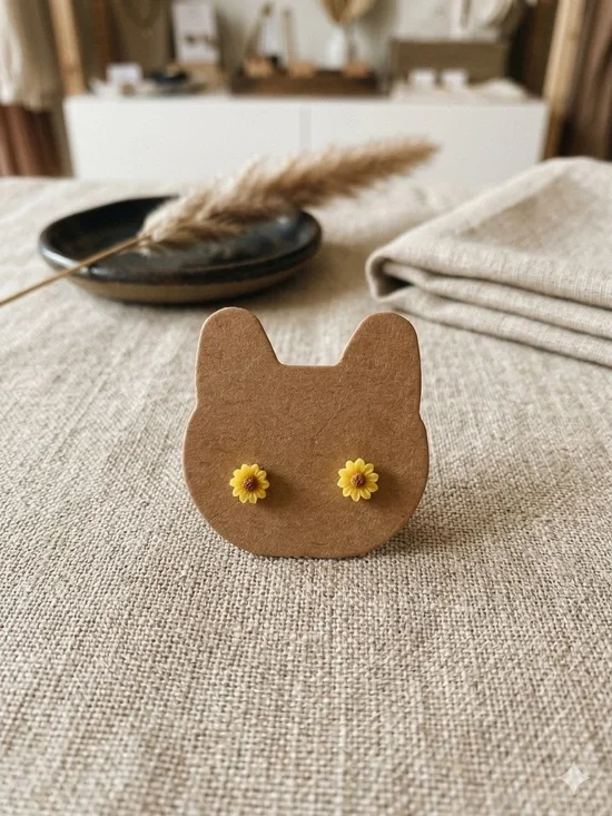 Yellow Sunflower Stud Earrings for Kids - Cute Flower Jewelry