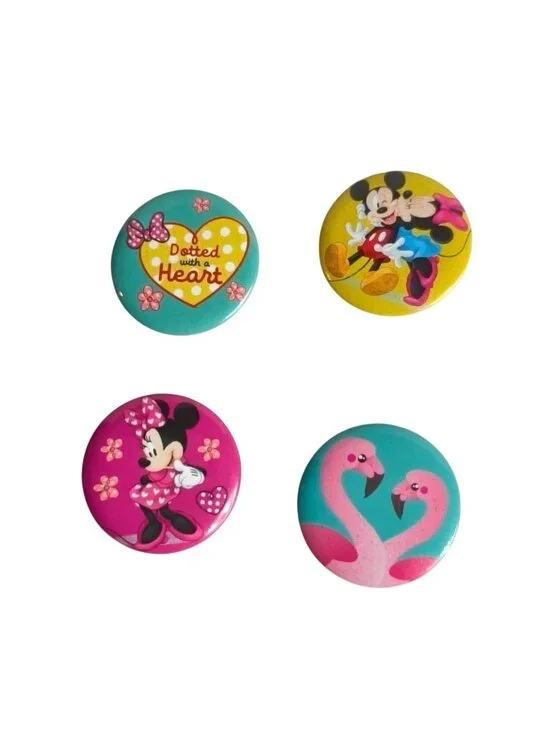 Disney Mickey Minnie Mouse Pinback Buttons Flamingo Set Of 4 Kids Backpack Charm