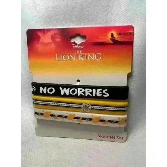 Disney The Lion King No Worries Rubber Bracelet Set - Simba, Timon, Pumbaa