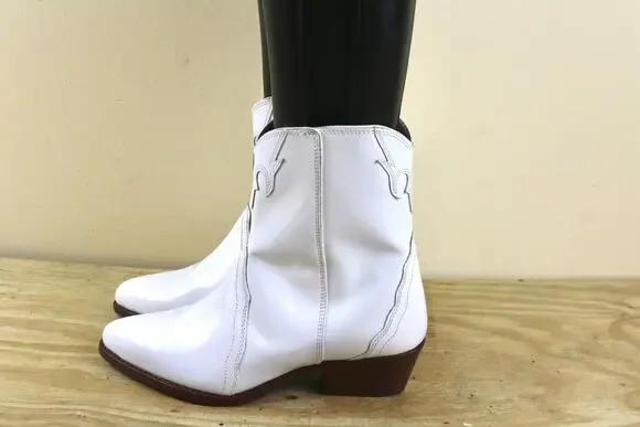 New Free People Boots 36.5 White Patent Leather New Frontier Cowboy Western