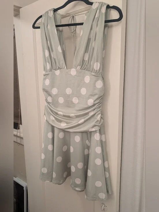 Free People Polka Dot Mint Green Sleeveless Dress
