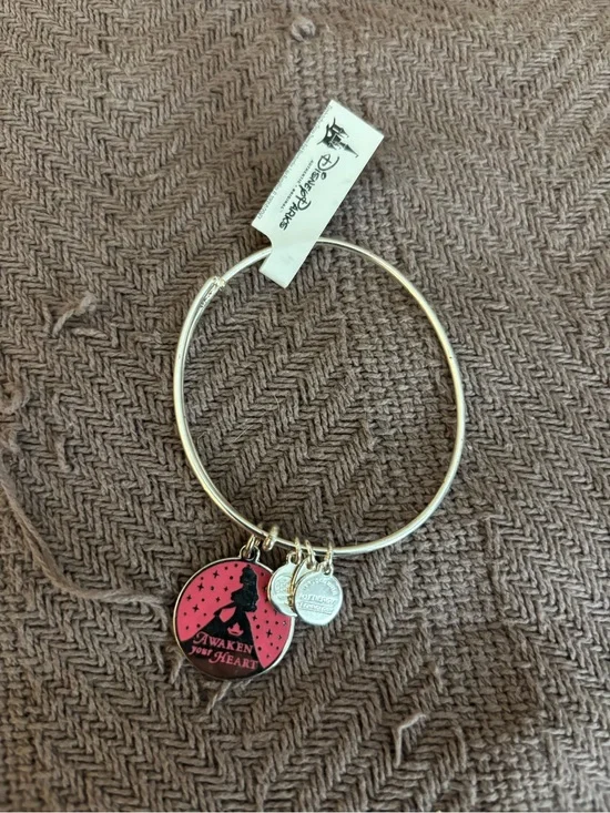 Disney Gold-Tone Bracelet with Pink 'Awaken Your Heart' Charm