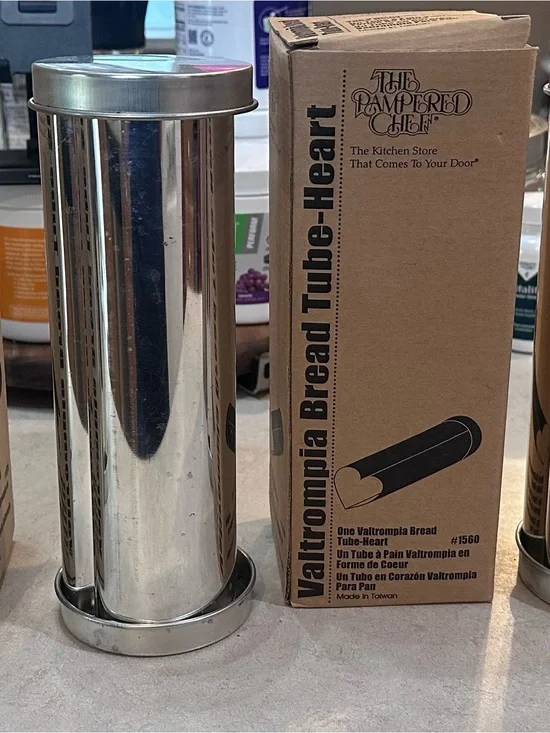 Set of 3 - The Pampered Chef Stainless Steel Bread Tube - Silver