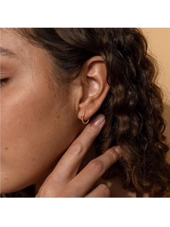 Stainless steel gold plated hoops brand new 18mm