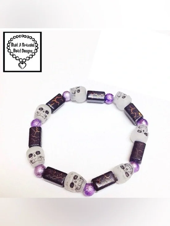 Handmade Unisex Spooky Skeleton Stretch Bracelet