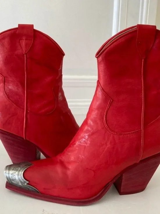 Free People Red Brayden Western Boots