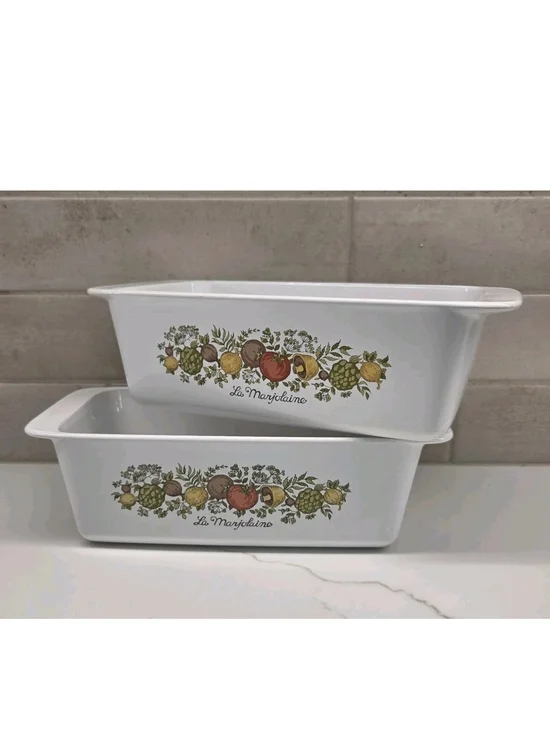 2x Vintage Corning Ware Spice of Life La Marjolaine P-315-B 9x5x3 Bread Loaf Pan
