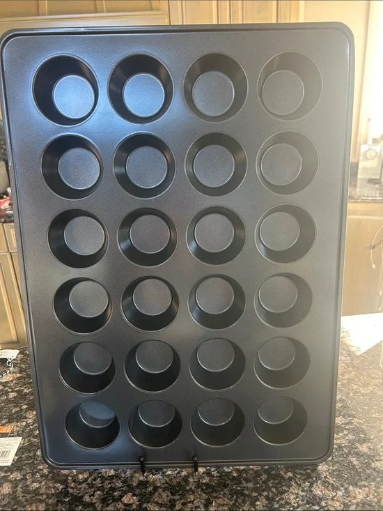 Non-Branded Black 24-Cup Muffin Pan - Durable Nonstick Baking Tray