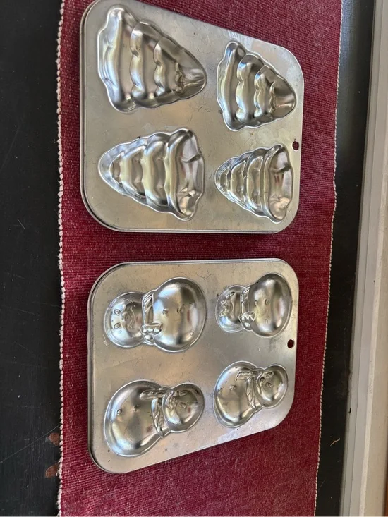 Silver Snowman & Tree Baking Molds - Set of 2 New