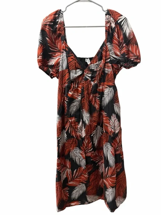 J.crew  Rust Leaf Print Puff-Sleeve Midi Dress 100% cotton dress size 18