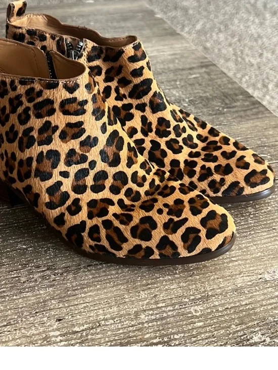 J. Crew Leopard Print Ankle Booties in Tan and Black
