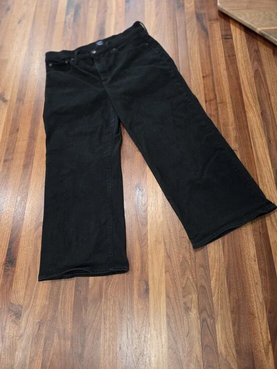 J. Crew Wide Leg Crop Black CB371 In All Day Stretch Size 32