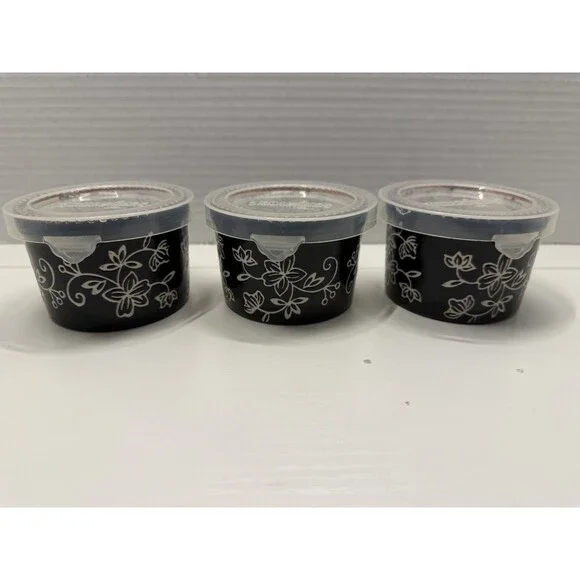 Set Of 3 temp-tations Presentable Ovenware Floral Lace 5 oz. with Lids 818052