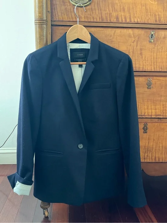 100% Wool J. Crew Dark Navy Single-Button Blazer - Vintage Shop