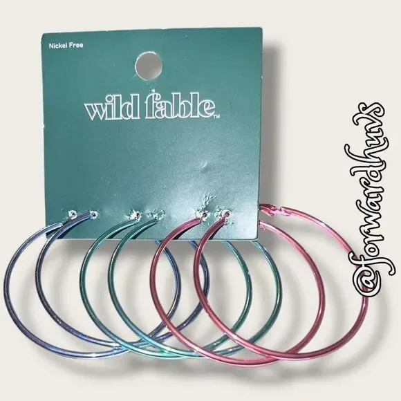 Bundle Sale 3 for $15 | Wild Fable Blue, Green & Pink Hoop Trio Earrings
