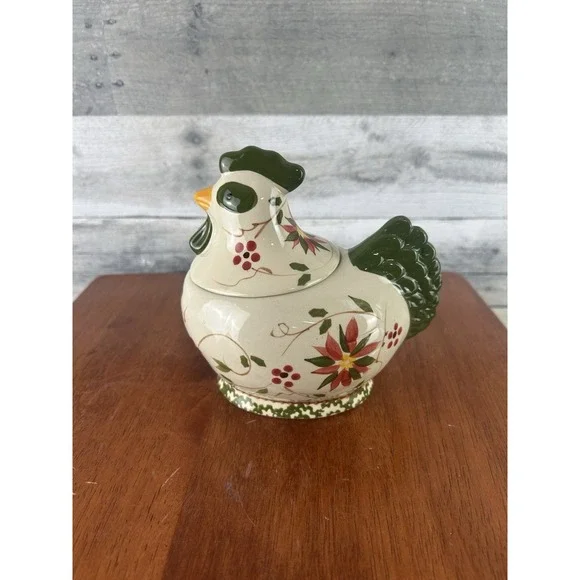 Temptations By Tara Old World Green  Chicken Sugar Container PPP-HF 691740 NIB