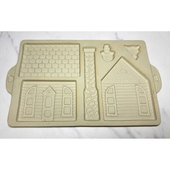 Pampered Chef Gingerbread House Stoneware Mold 1992 Vintage Holiday Baking Pan