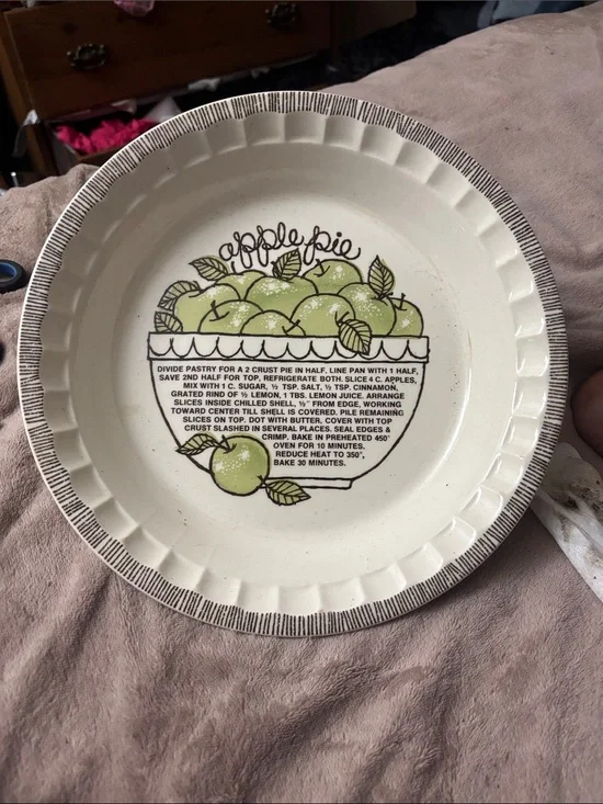 Vintage Royal China Country Harvest Ceramic Apple Pie Recipe Baking Plate 11”