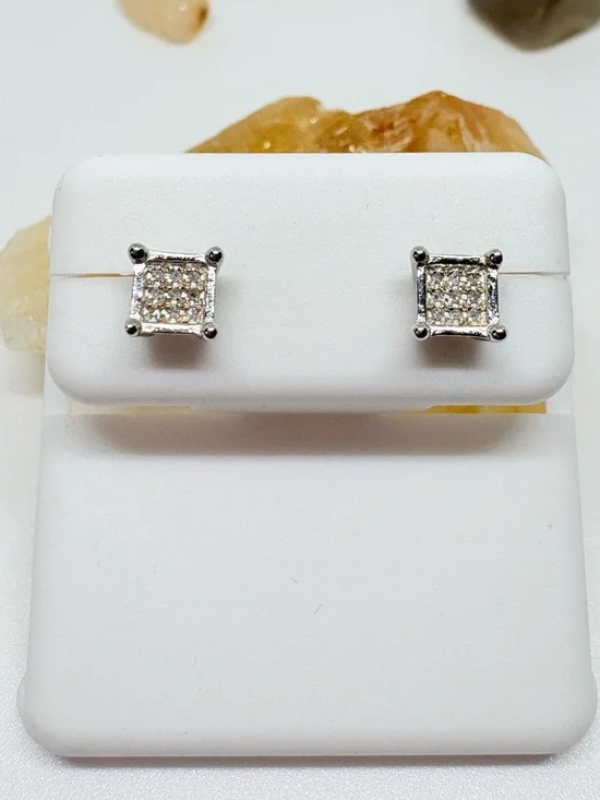 Natural Diamonds Sterling Silver Stud Earrings