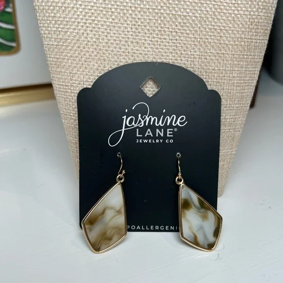 Geometric Marble Drop Earrings Hypoallergenic - Boho Chic Modern