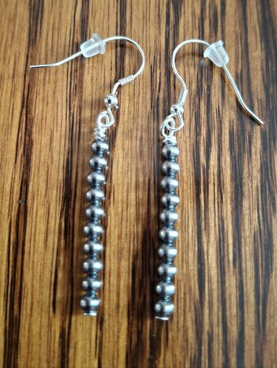 Desert Pearl 2mm Sterling Silver Dangle Matchstick Earrings