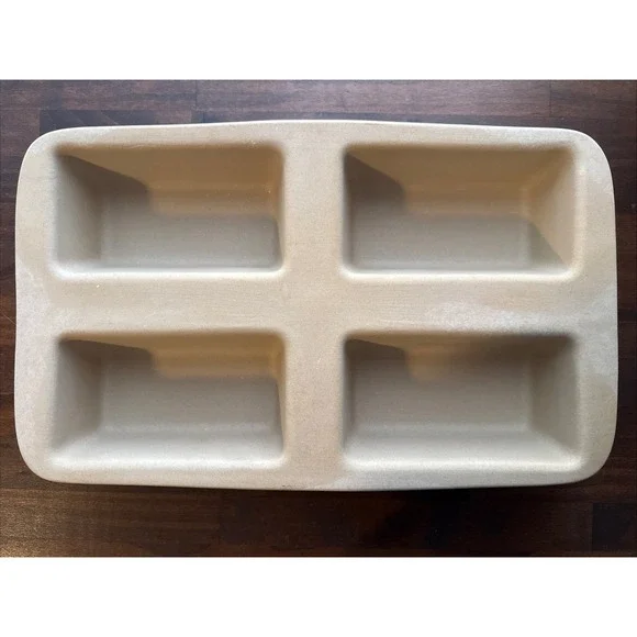 PAMPERED CHEF STONEWARE 4 MINI LOAF BREAD PAN FAMILY HERITAGE CLASSIC COLLECTION