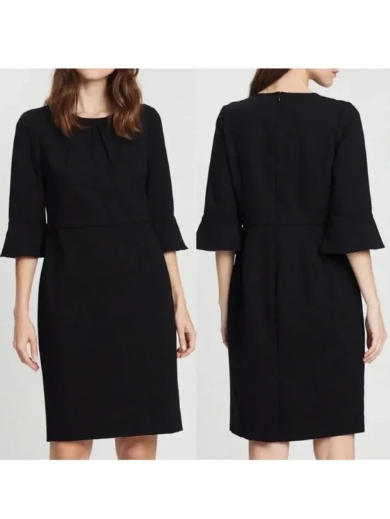 J.Crew Black Label Ponte Bell Sleeve Sheath Dress Black Size 6