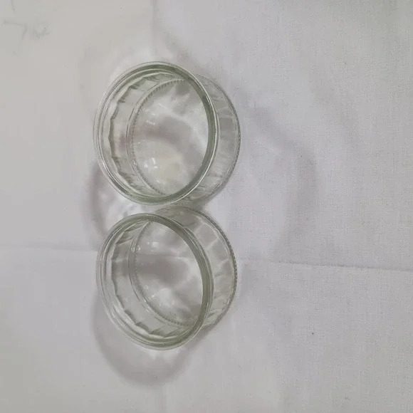 Unbranded Glass Ramekins Clear Excellent Fluted Custard Cups Set of 2 3.25x1.50