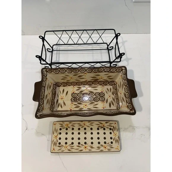 Temptations Old world Bread Loaf Pan W Insert Cooling Tray & Rack Vintage