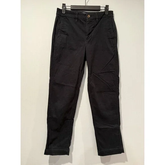 J.Crew Chino Pants Women 28** Black High Rise Girlfriend Straight Office Career