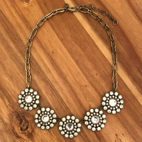 J.Crew | Rhinestone Statement Pendant Necklace | 18” Adjustable